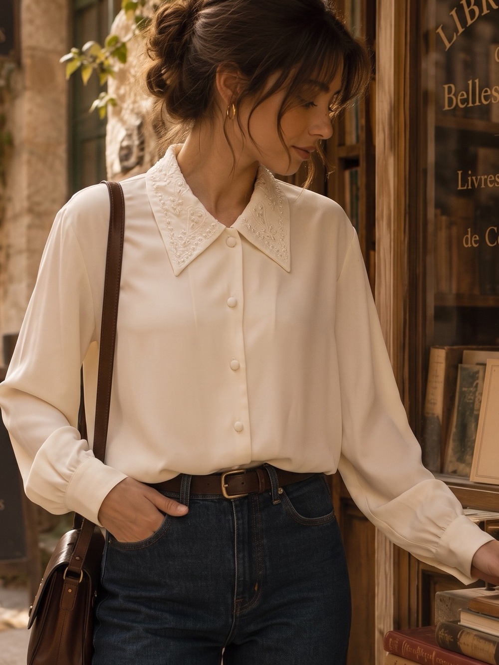 VINTAGE KAREN SCOTT Beaded Embroidered Blouse
